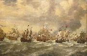 willem van de velde  the younger Episode from the Four Day Battle at Sea, 11-14 June 1666, in the second Anglo-Dutch War Sweden oil painting artist